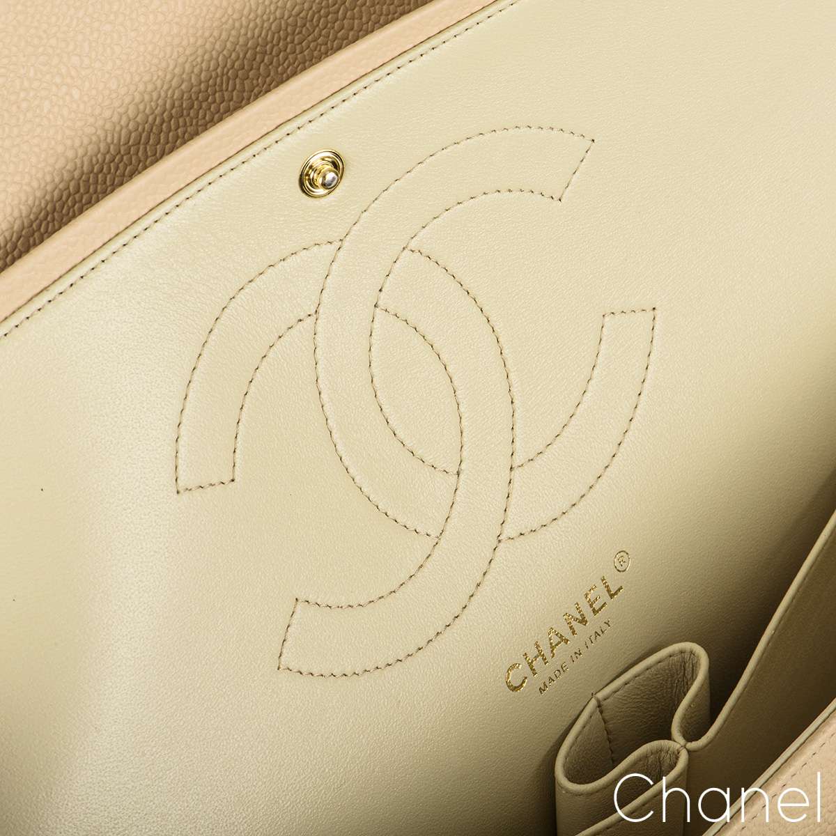 Chanel Beige Caviar Jumbo Classic Double Flap Bag